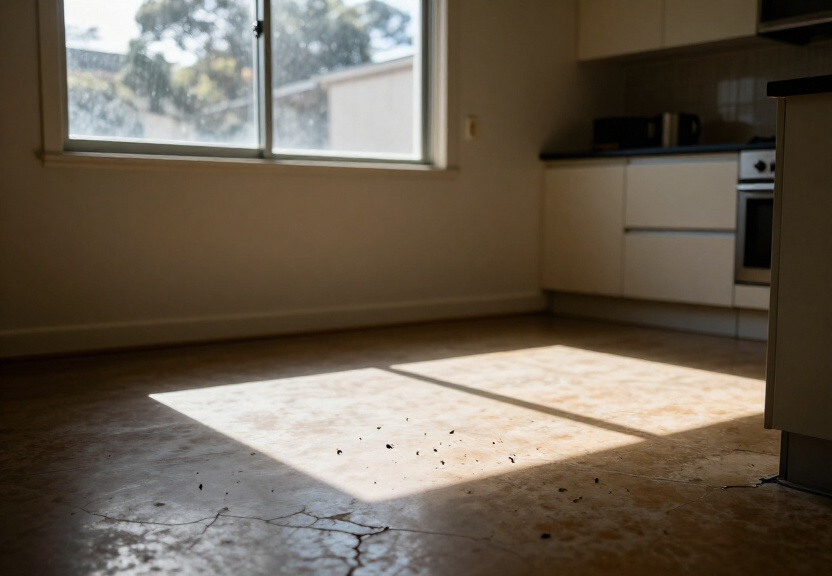 Cockroach infestation in a Minto kitchen before treatment